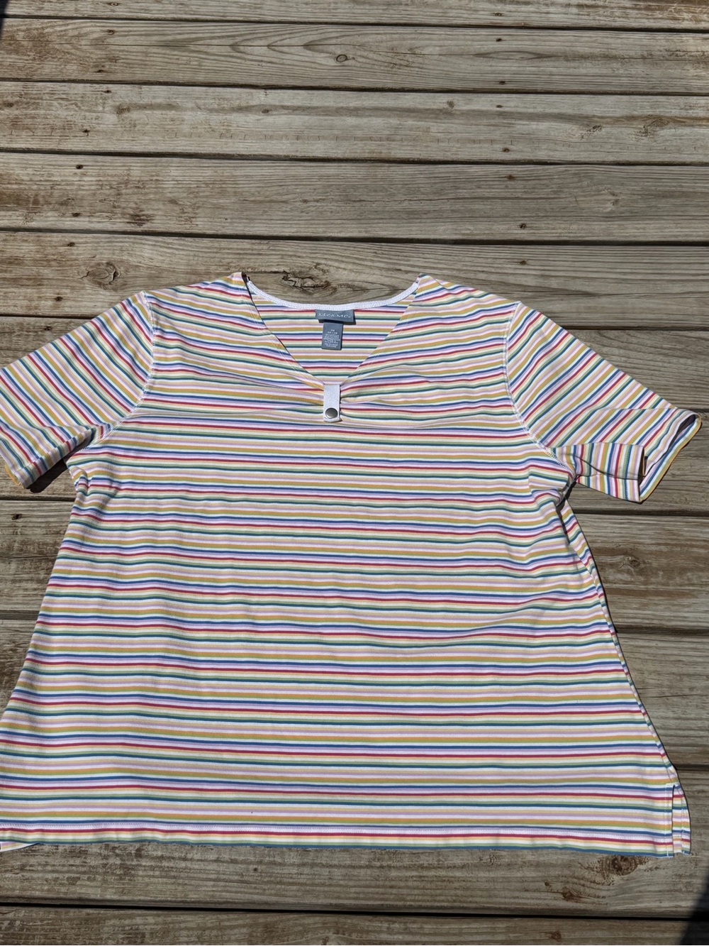 Short Sleeve Multicolor Striped Tee size 3xl Liz & Me